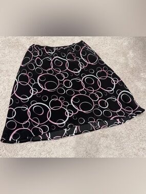 George Black Skirt with Pink and White Circle Print